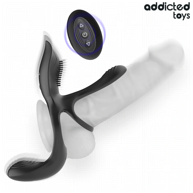 Addicted toys - double penis ring with clitoral stimulator 1