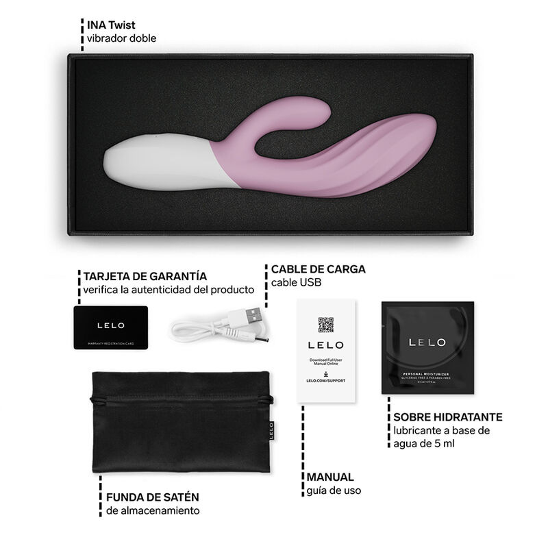 Lelo - ina twist double vibrator rabbit for g-spot and clitoris pink 5