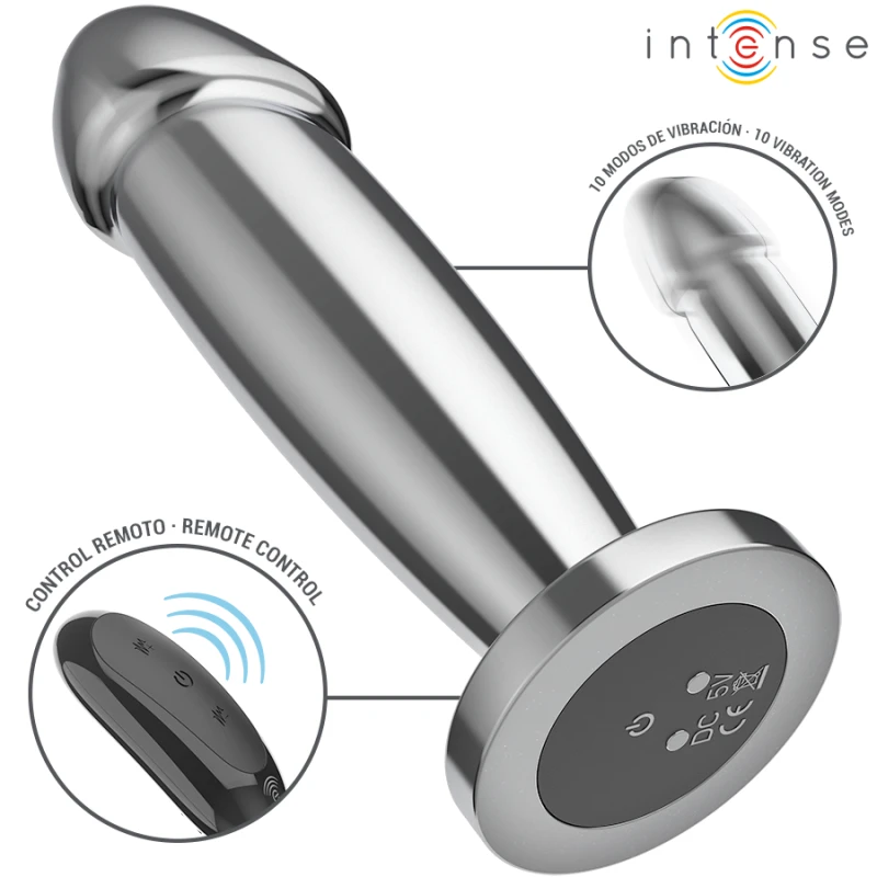 Intense - anal plug 10 vibrations metal dildo with remote control m 2
