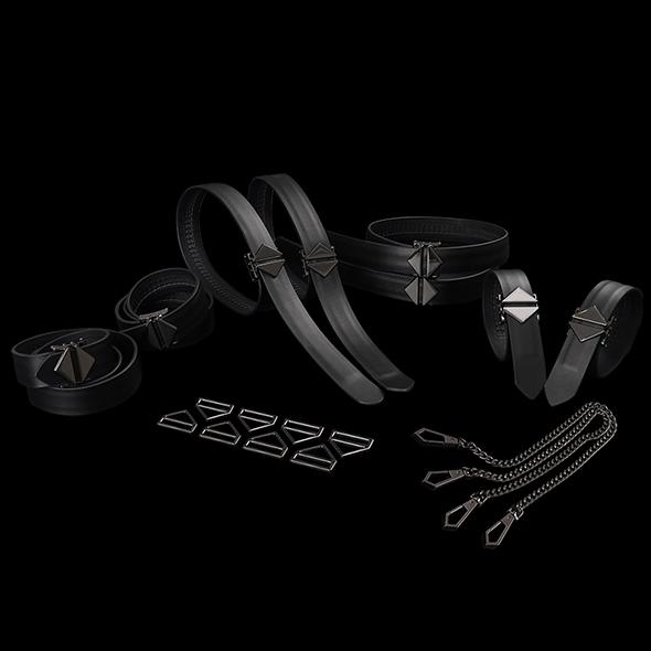 Lockink - 8-Bondage-Straps Restraint Set Black