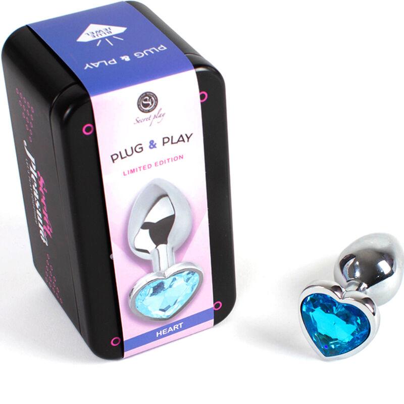 Secret Play - Metal Butt Plug Blue Heart Small Size 7 Cm