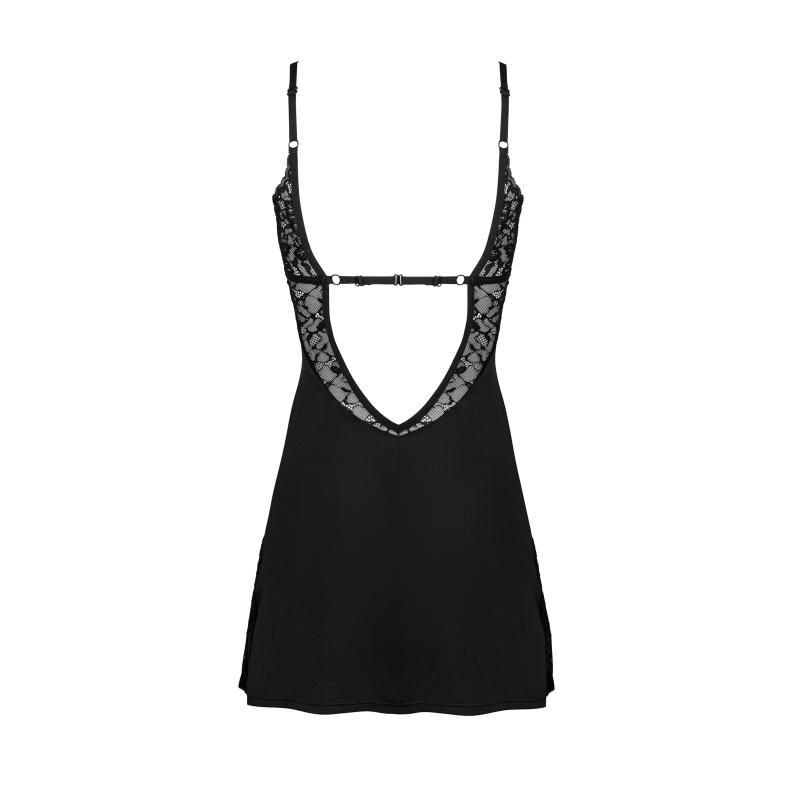 Obsessive - Bellastia Chemise With Thong Black Xl/2xl 7