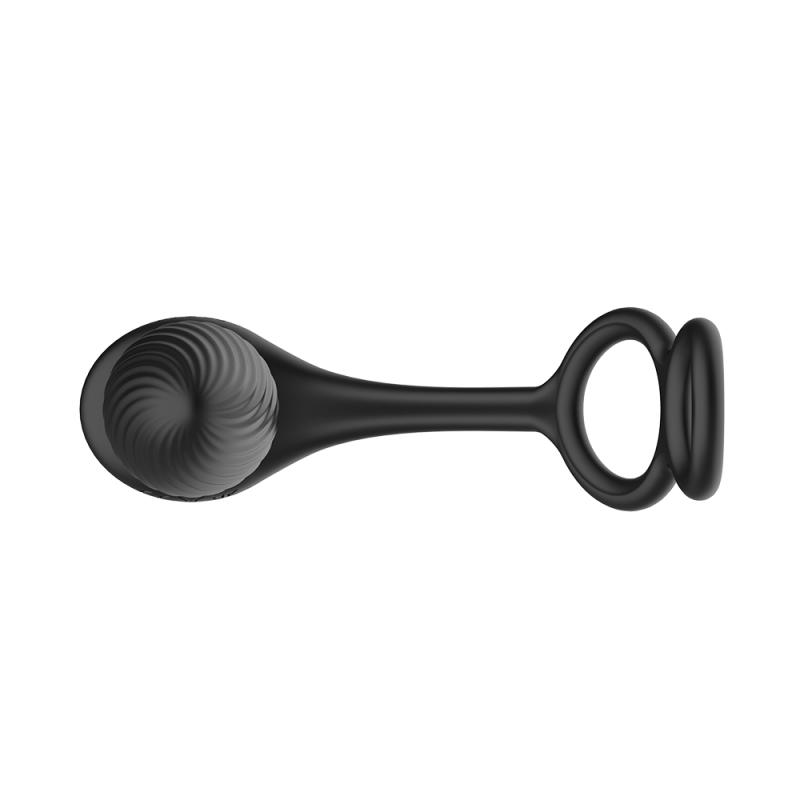 Nexus - TORNADO Rotating Plug with Cock & Ball Rings - Black