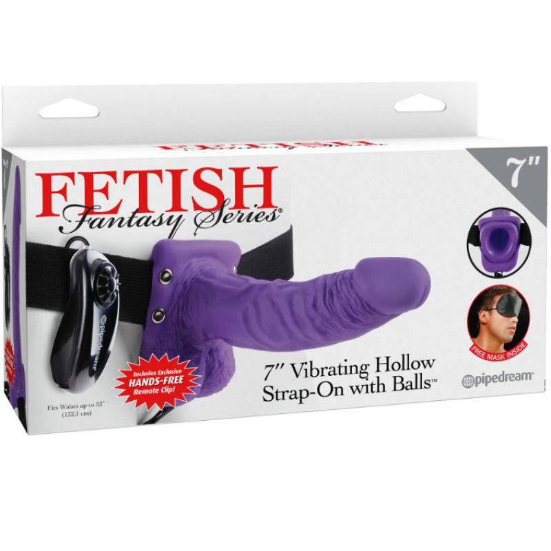 Fetish fantasy series - series 7 hollow strap-on vibrating with balls 17.8cm purple 1