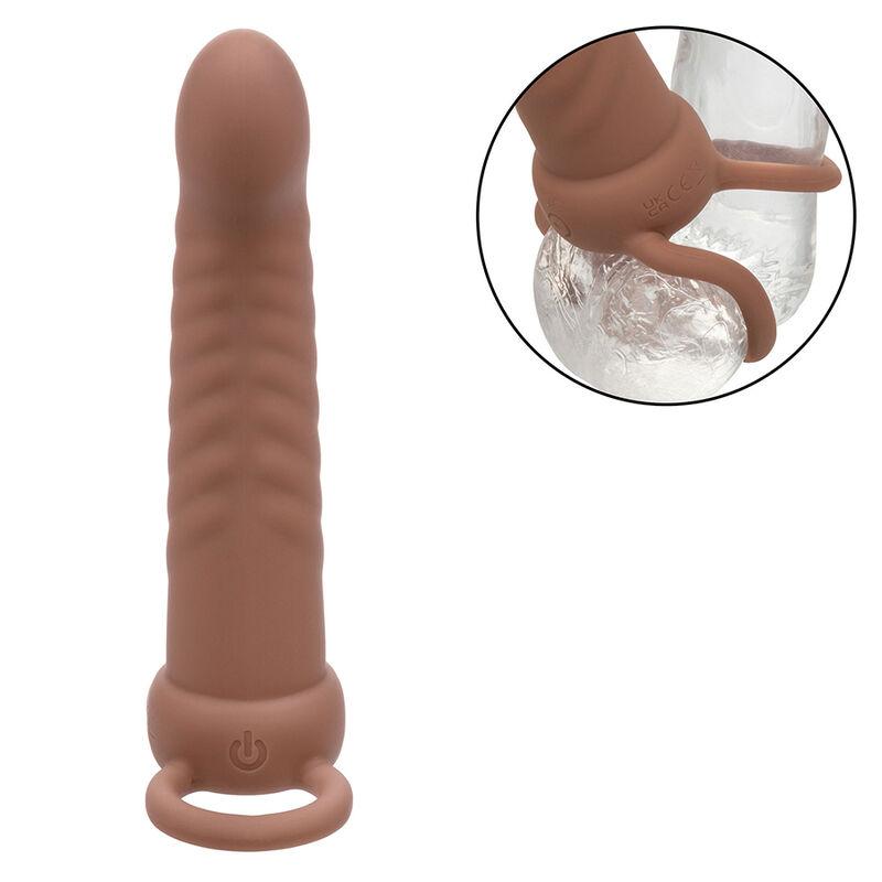 Calexotics - Maxx Ribbed Dual Penetrator 10 Vibrations Brown