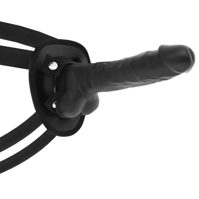 Cock miller - harness + silicone density articulable cocksil black 18 cm 2