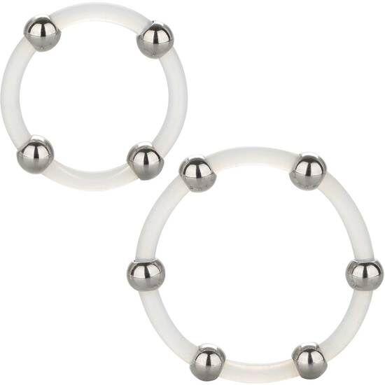 Calex Steel Beaded Silicone Ring Set