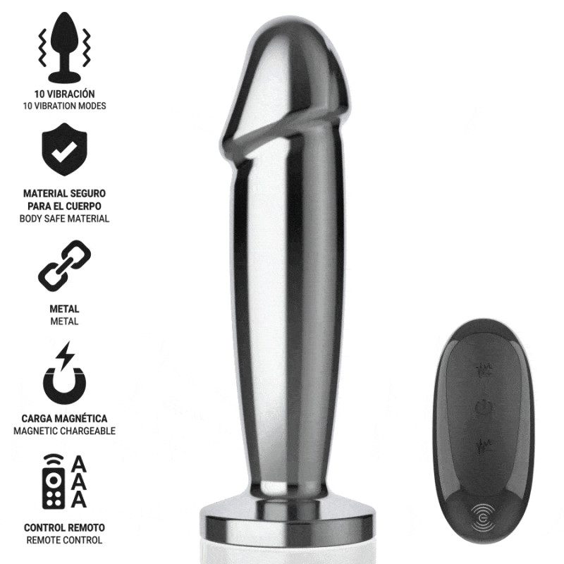 Intense - anal plug 10 vibrations metal dildo with remote control m 1