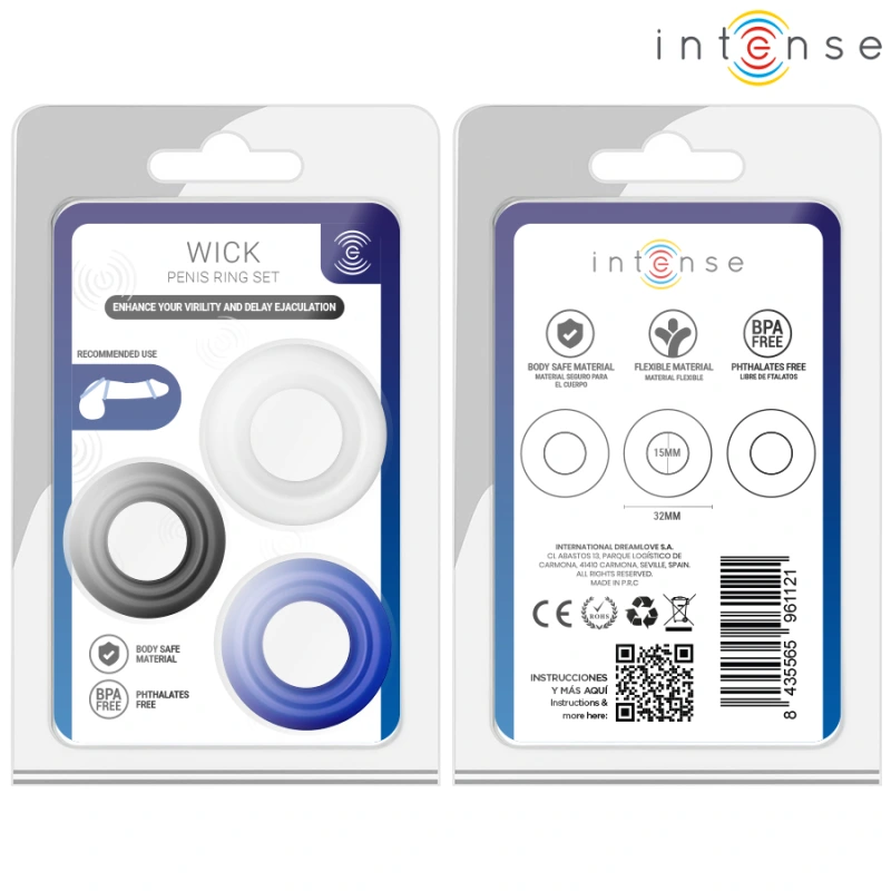 Intense - wick set of 3 penis rings various colors 4