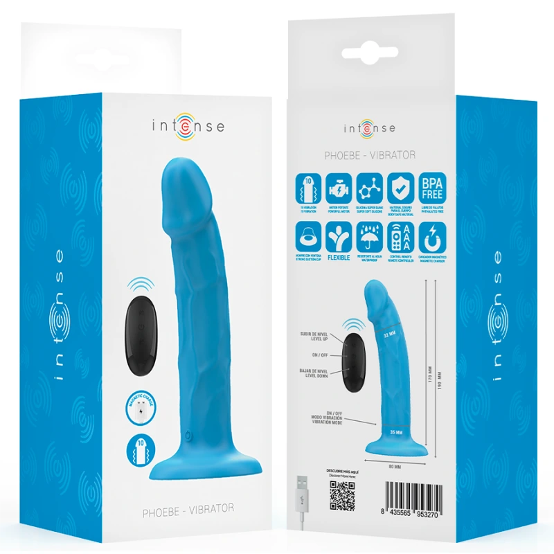Intense - phoebe realistic vibrator 10 vibrations blue remote control 7