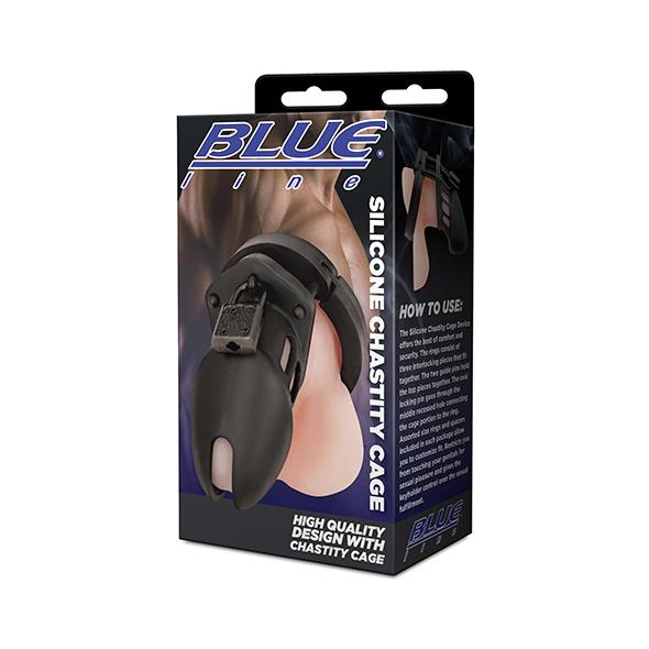 Blueline - Silicone Chastity Cage Black