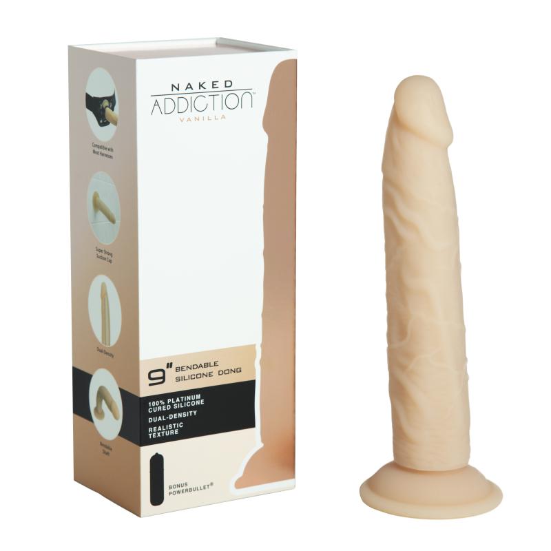 Naked Addiction - 22,8 Cm Silicone Bendable Dual Density Dildo Vanilla 8