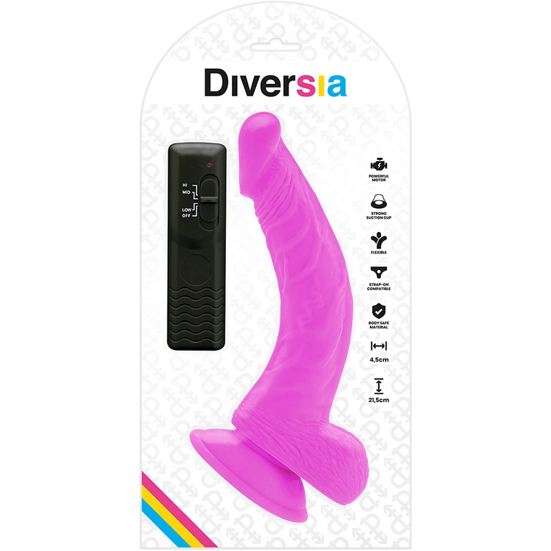Diversia - flexible vibrating dildo purple 21.5 cm -o- 4.5 cm 5