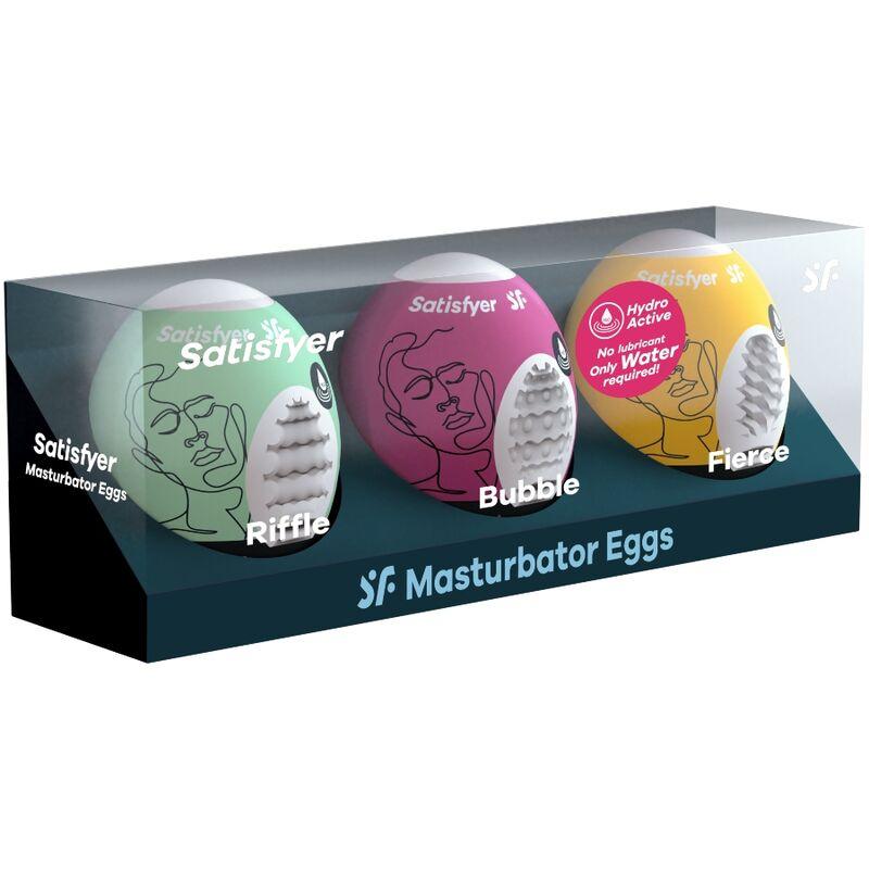 Satisfyer 3 Masturbator Eggs - Riffle, Bubble & Fierce 1