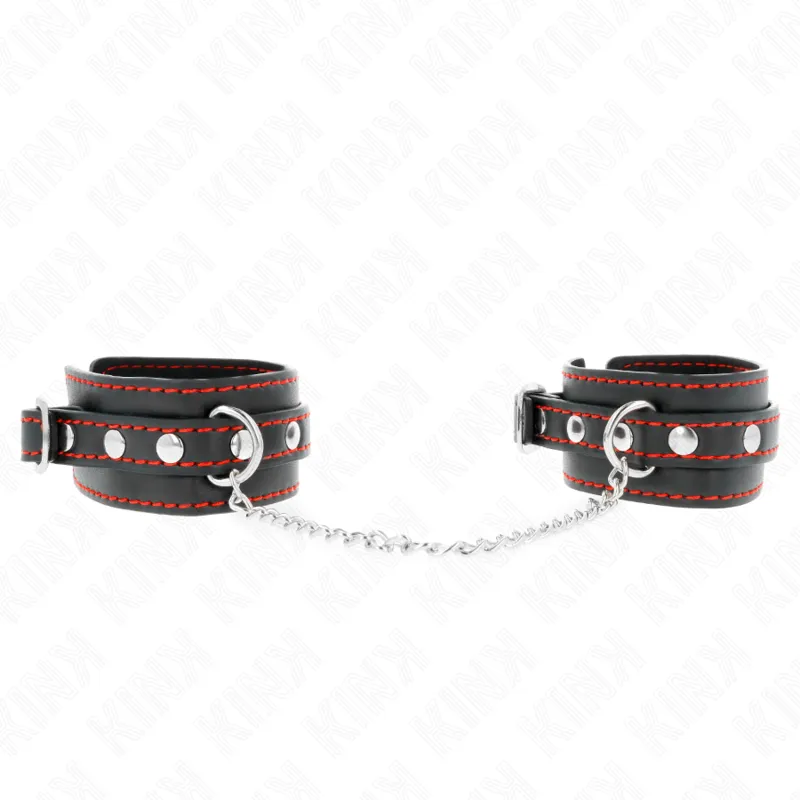 Kink - Small Wrist Restraints Black With Red Lining Adjustable 14-24 Cm X 3.5 Cm