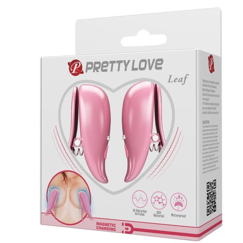 Pretty Love - Leaf Vibrating Nipple Clamps Pink 7