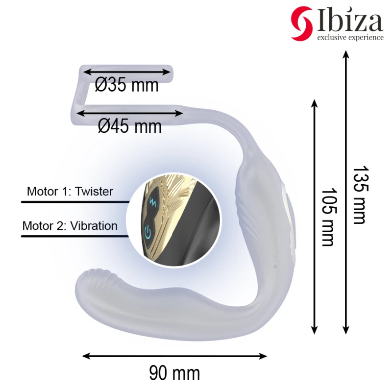 Ibiza - wiggle remote controlled rotating anal plug with perineal vibration and penis enhancing ring 3