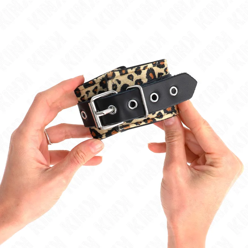 Kink - Leopard Real Leather Wrist Restraint Adjustable 18-29 Cm X 5.5 Cm 2