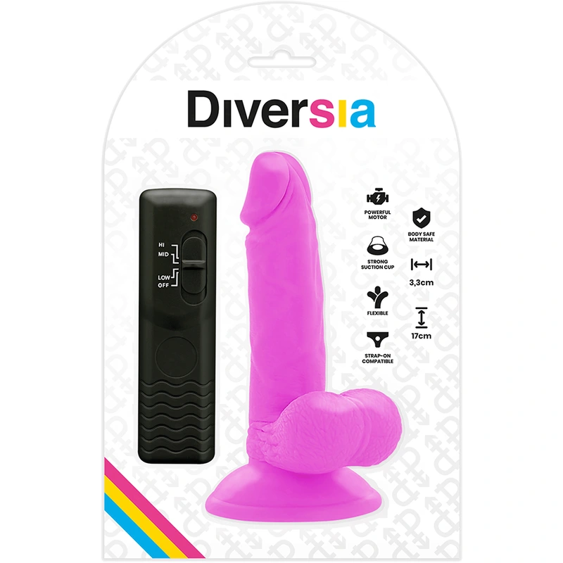 Diversia - flexible vibrating dildo purple 17 cm -o- 3.3 cm 6