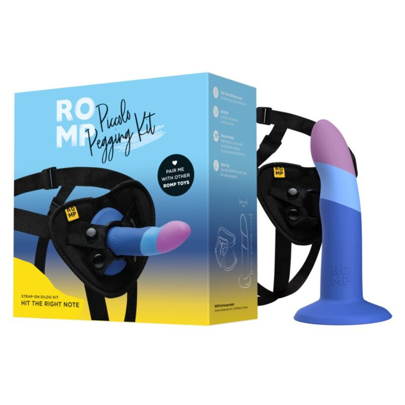 Romp - piccolo harness + silicone dildo with tricolor suction cup 14 cm 4