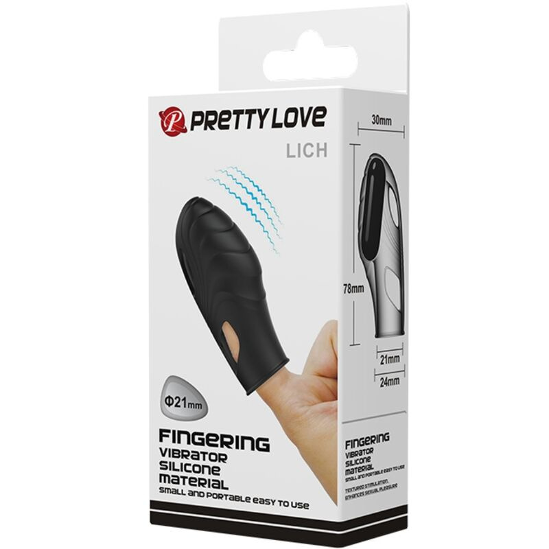 Pretty love - lich silicone finger vibrator black 8