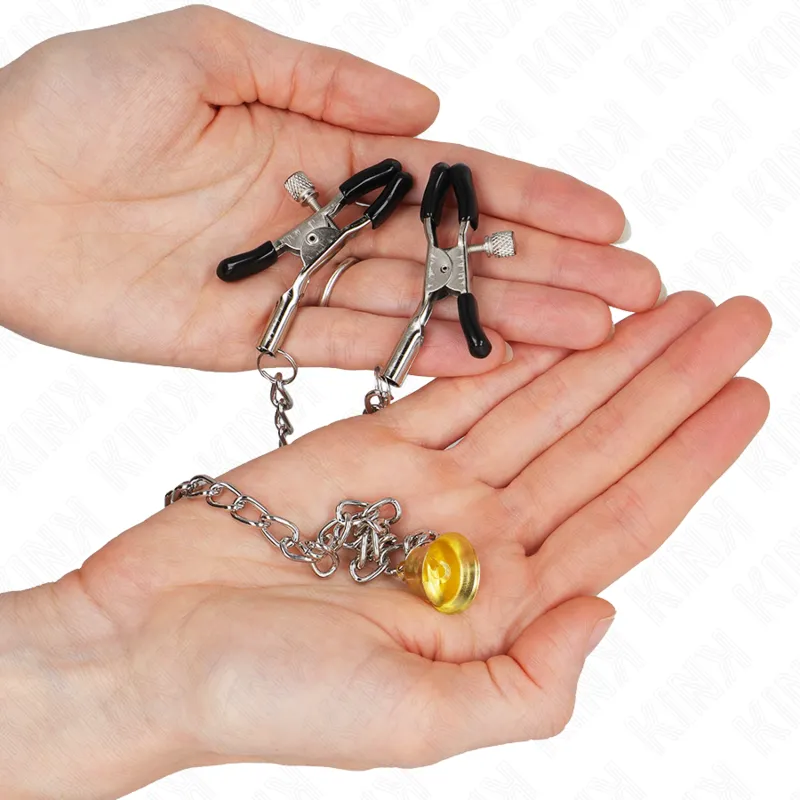 Kink - Chain Nipple Clamps With Horn Pendant 30 Cm 1