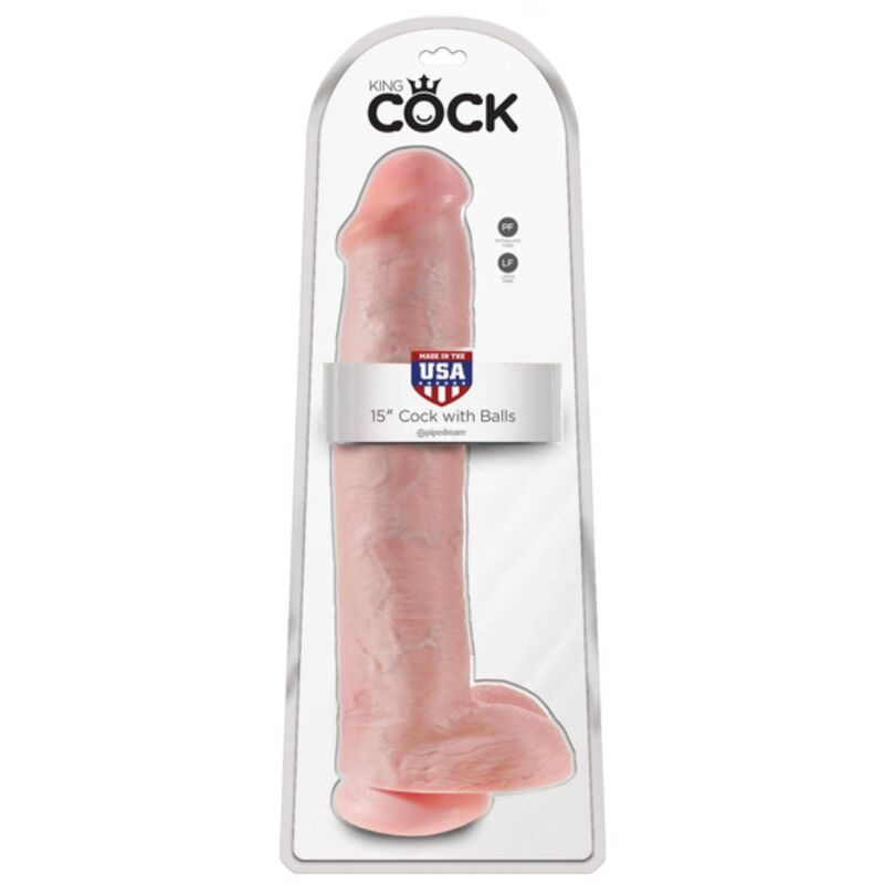 King cock - realistic dildo with testicles and suction cup 38 cm flesh 5