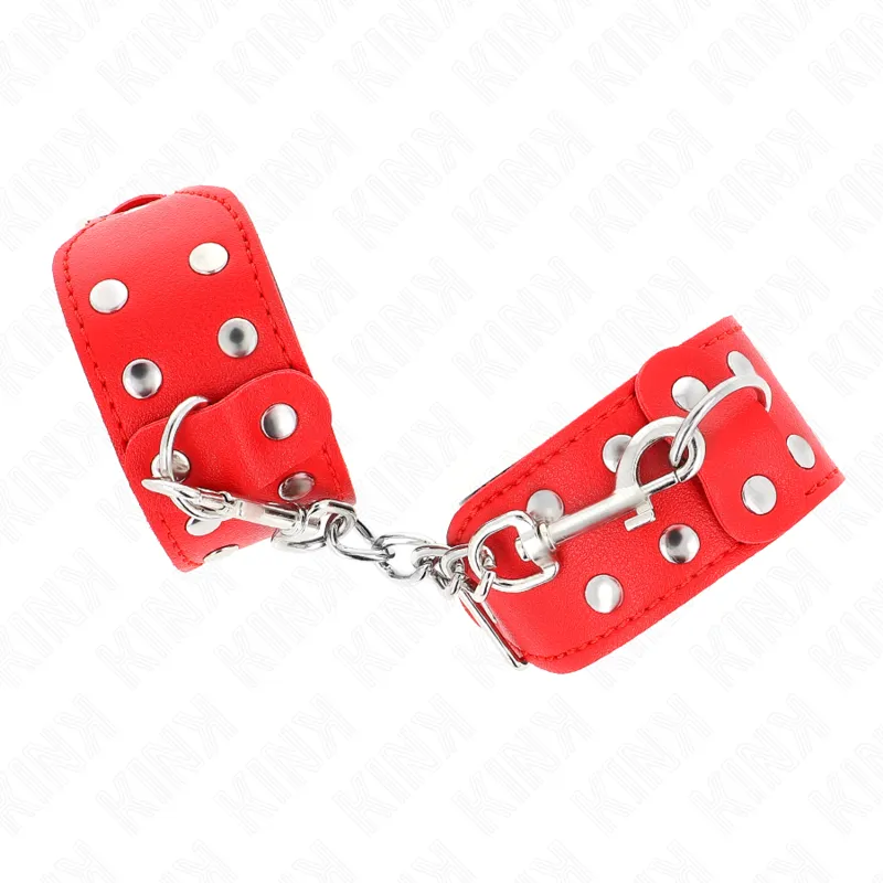 Kink - Wristbands With Double Line Of Adjustable Studs Red 1