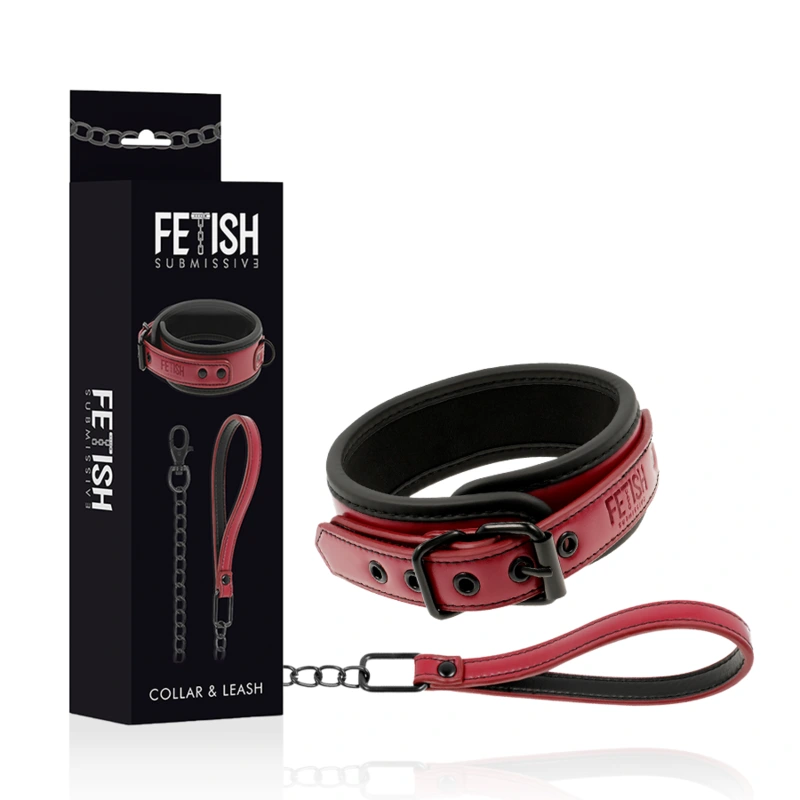 Fetish Submissive Dark Room Collar With Leash - Obojok 9