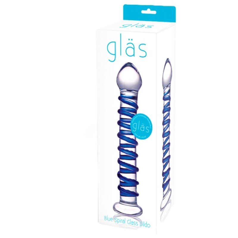 Glas - Blue Spiral Glass - Sklenené Dildo 1