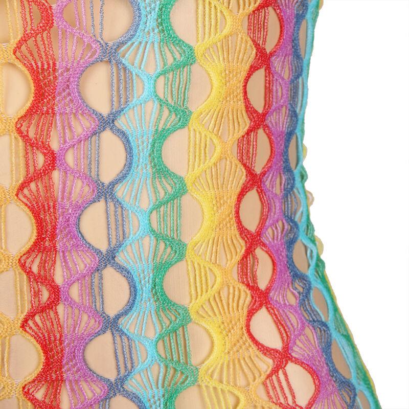 Subblime - 952365 rainbow bare shoulder fishnet bodystocking one size 6