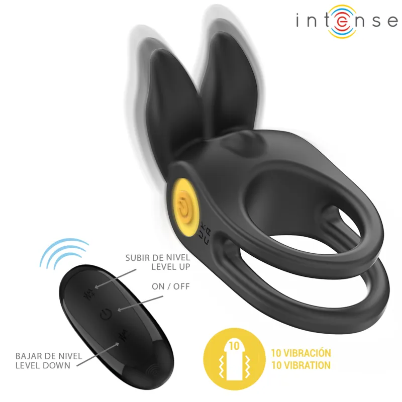 Intense - sam vibrator double penis ring 10 vibrations black