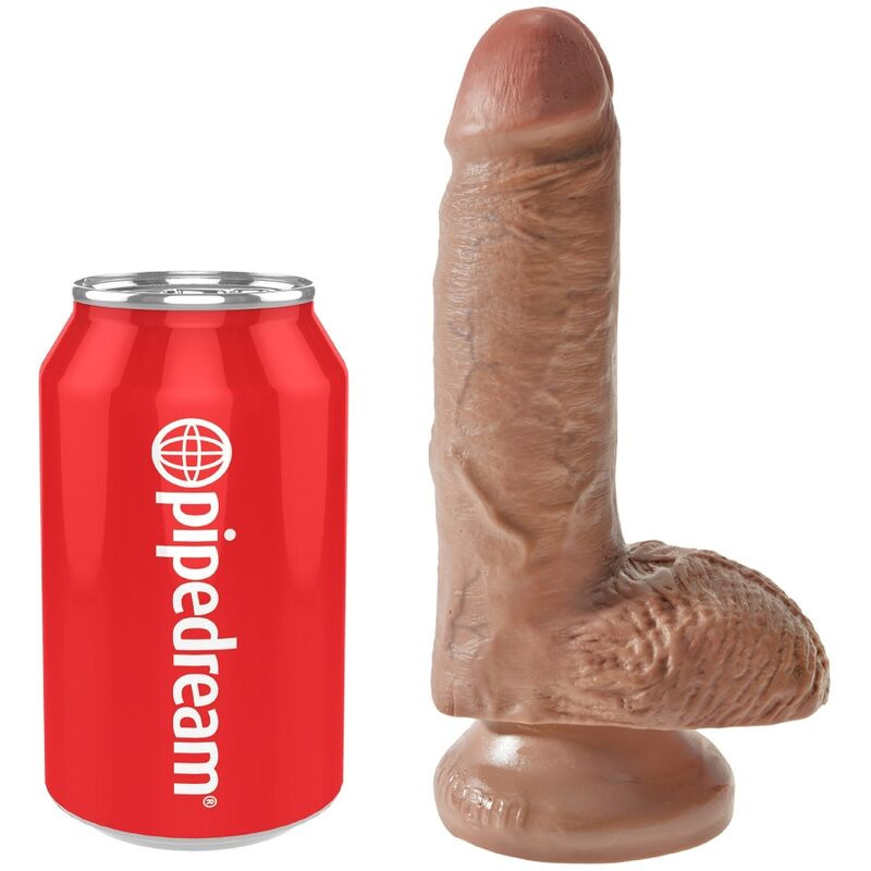 King cock - realistic penis with balls 13.2 cm caramel 4