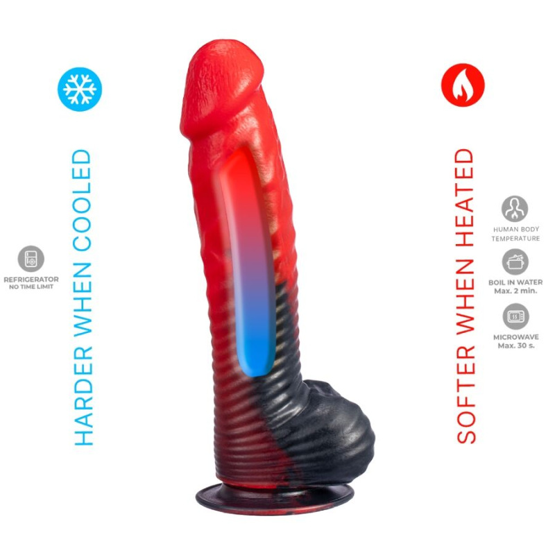 Silexd - devil dildo fantasy liquid silicone thermoreactive red black 20.3 cm 4