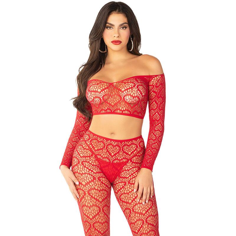 Leg avenue - crop top + stockings red one size 1