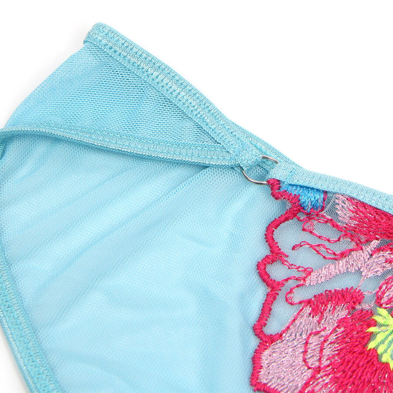 Subblime - 957643 flower embroidered bra and garter belt set pink s/m 6