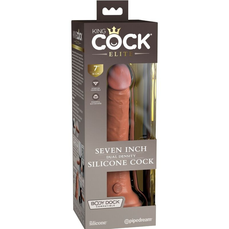 King cock - elite realistic silicone dildo 17.8 cm caramel 5