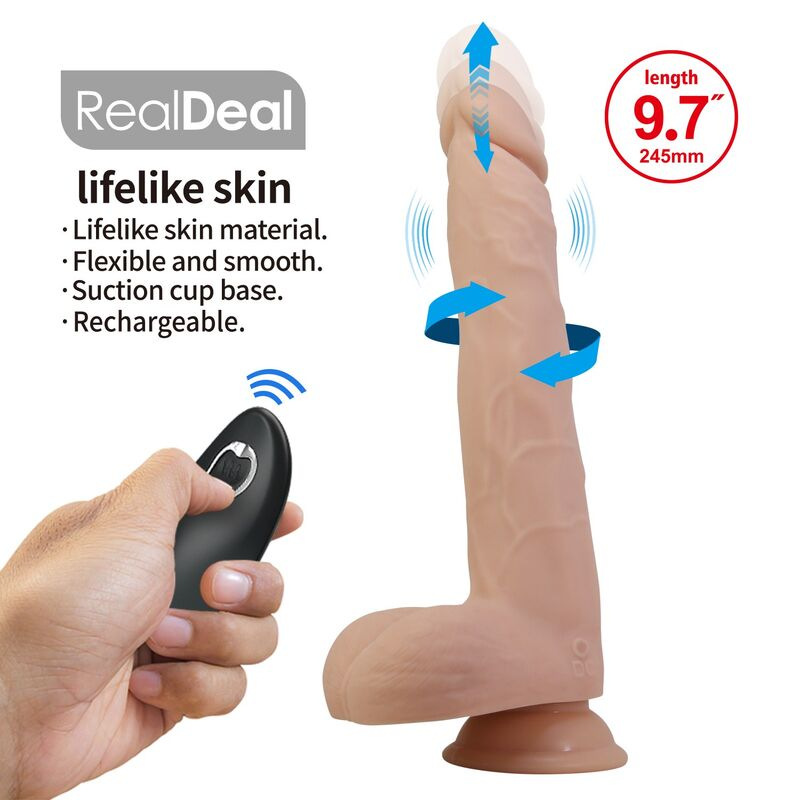 Pretty love - nolan thrusting & rotating vibrating dildo remote control 24.5 cm Ø 5 cm natural 7