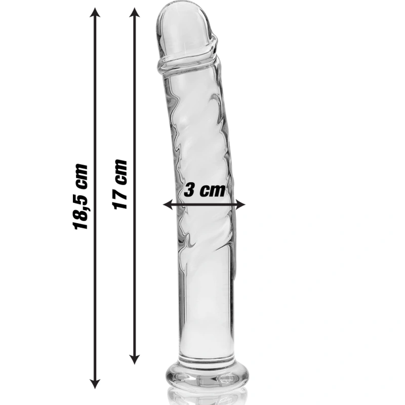 Nebula series by ibiza - model 16 dildo borosilicate glass clear 18.5 cm -o- 3 cm 2