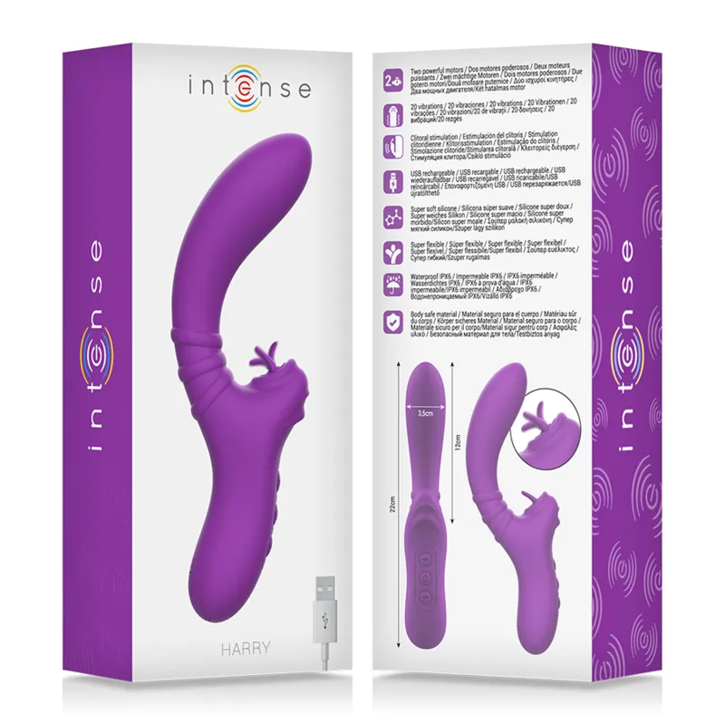 Intense - Harry Vibrator Flexible With Purple Tongue 6