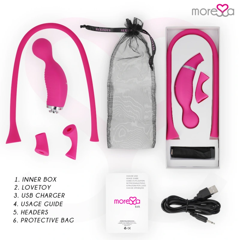 Moressa - kirk duo suction + multi-performance massager premium silicone rechargeable 5