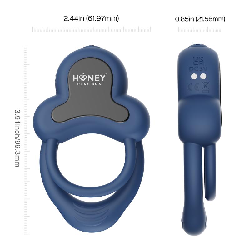 Honeyplaybox - Anello-App-Controlled Vibrating Double Cock Ring With Clitoral Stimulator B