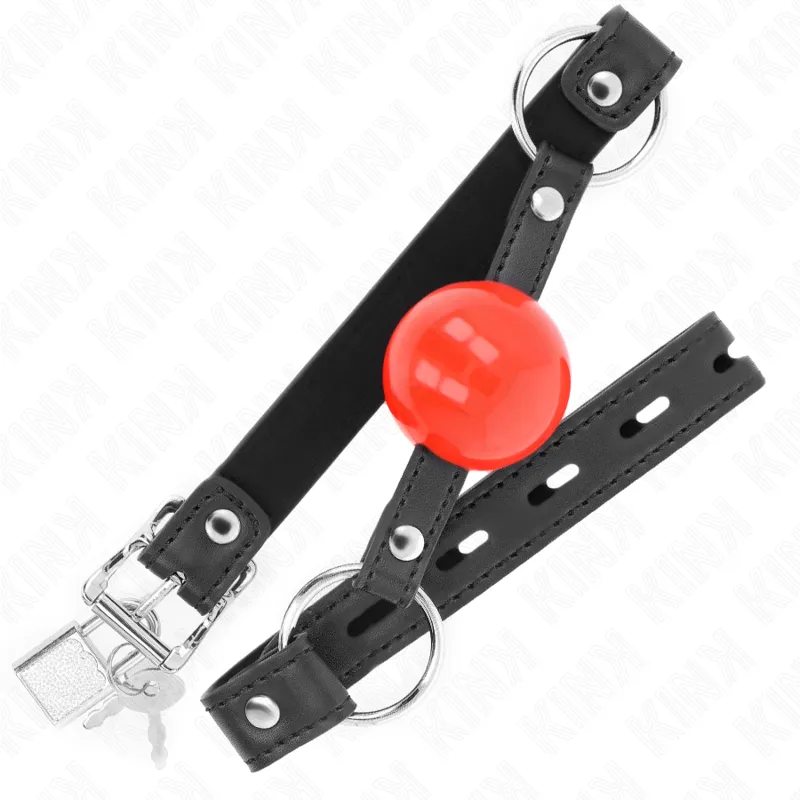 Kink - Ball 4 Cm Gag With Lock Red Ball Black Strap 60 X 2 Cm 1