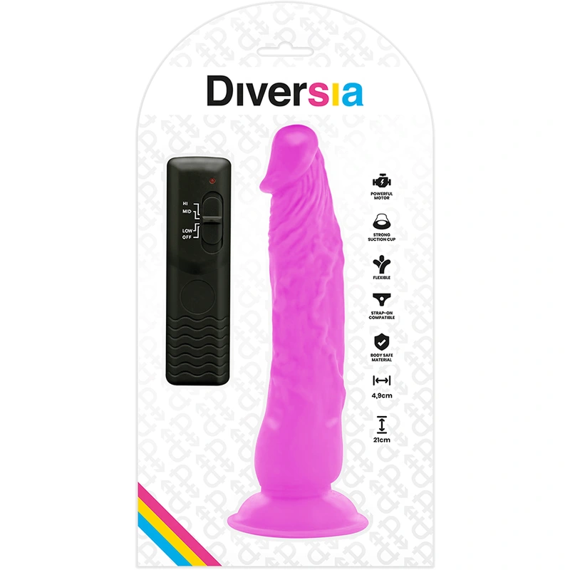 Diversia - flexible vibrating dildo purple 21 cm -o- 4.9 cm 6