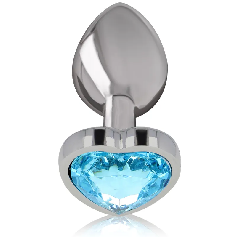 Intense - Metal Aluminum Anal Plug Heart Blue Size S - Análny Kolík