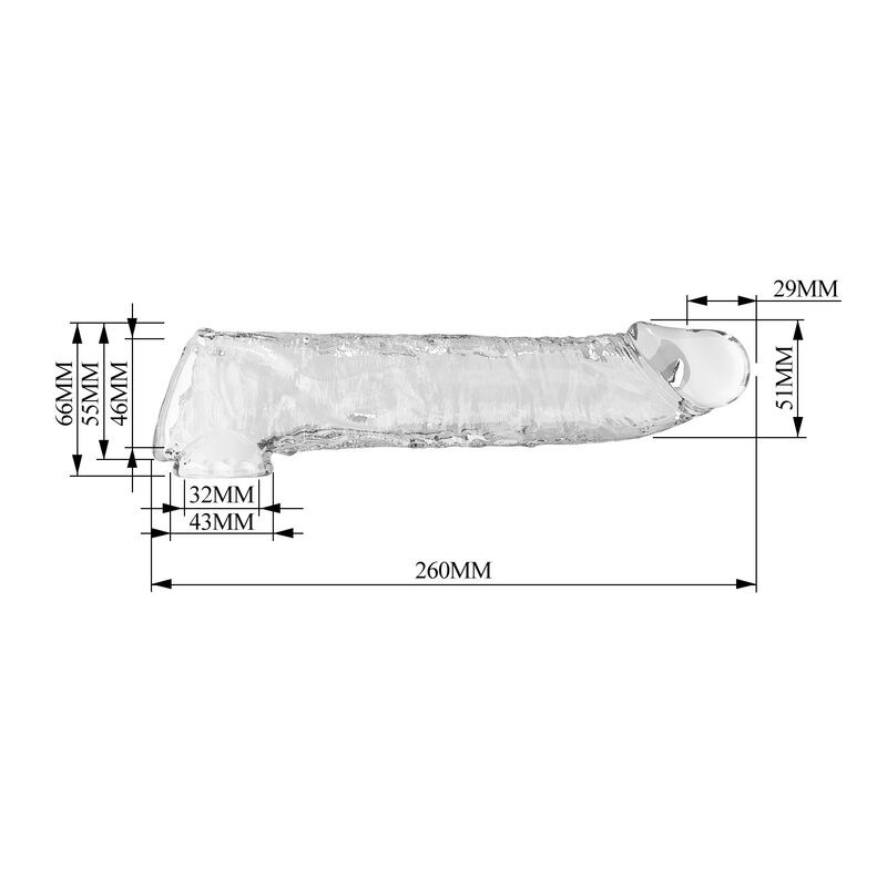 Pretty love - adjustable penis extension sleeve 26 cm Ø 4 cm transparent 7