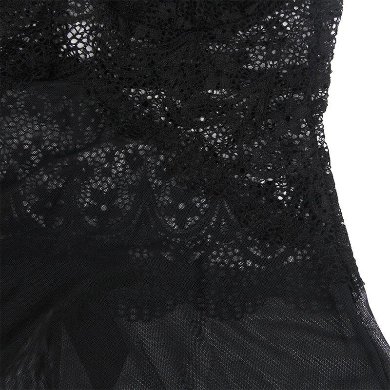 Subblime - Babydoll Tulle Fabric With Lace And Flower Detail Black L/Xl