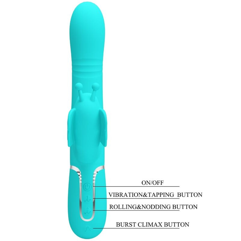 Pretty Love - Multifunction Rabbit Vibrator 4 In 1 Butterfly Aqua Green 7