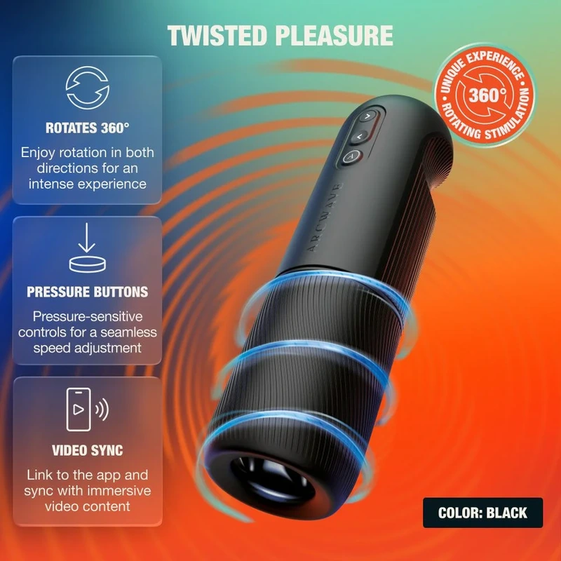 Arcwave - orbit 360° rotating male masturbator with app control black