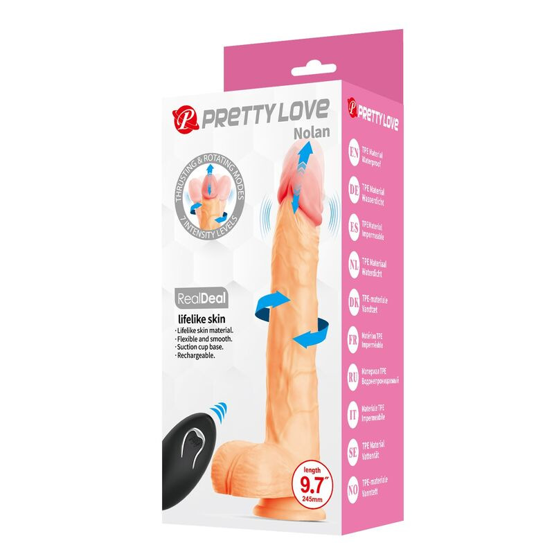 Pretty love - nolan thrusting & rotating vibrating dildo remote control 24.5 cm Ø 5 cm natural 8